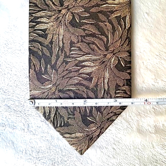 Vintage Givenchy Monsieur Designer Luxury 100% Silk Tie Abstract Palm Brown - Picture 8 of 11